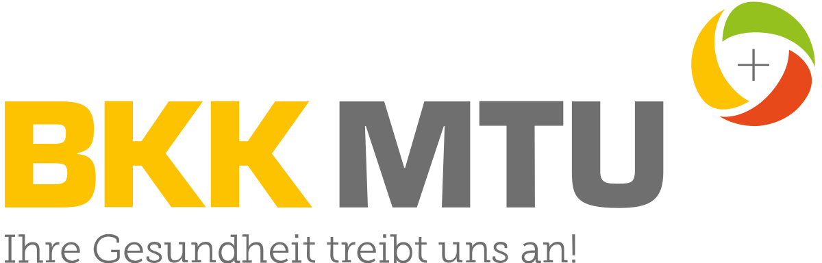BKK MTU Logo mit Slogan Ihre Gesundheit treibt uns an!