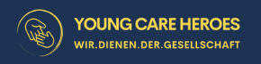 Young Care Heroes Logo mit Schriftzug Wir. Dienen. Der Gesellschaft